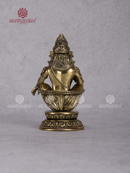 Brass Ayyappa Swamy Statue – Lord Ayyappa Idol for Pooja Room, Temple Décor & Spiritual Gifts