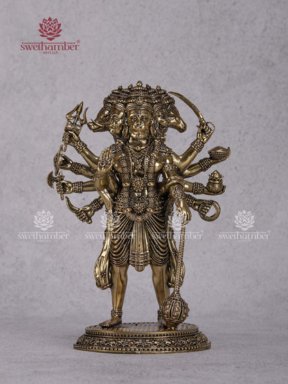 Panchmukhi Hanuman Brass Idol – Five-Faced Hanuman Statue for Protection & Vastu Blessings