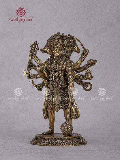 Panchmukhi Hanuman Brass Idol – Five-Faced Hanuman Statue for Protection & Vastu Blessings