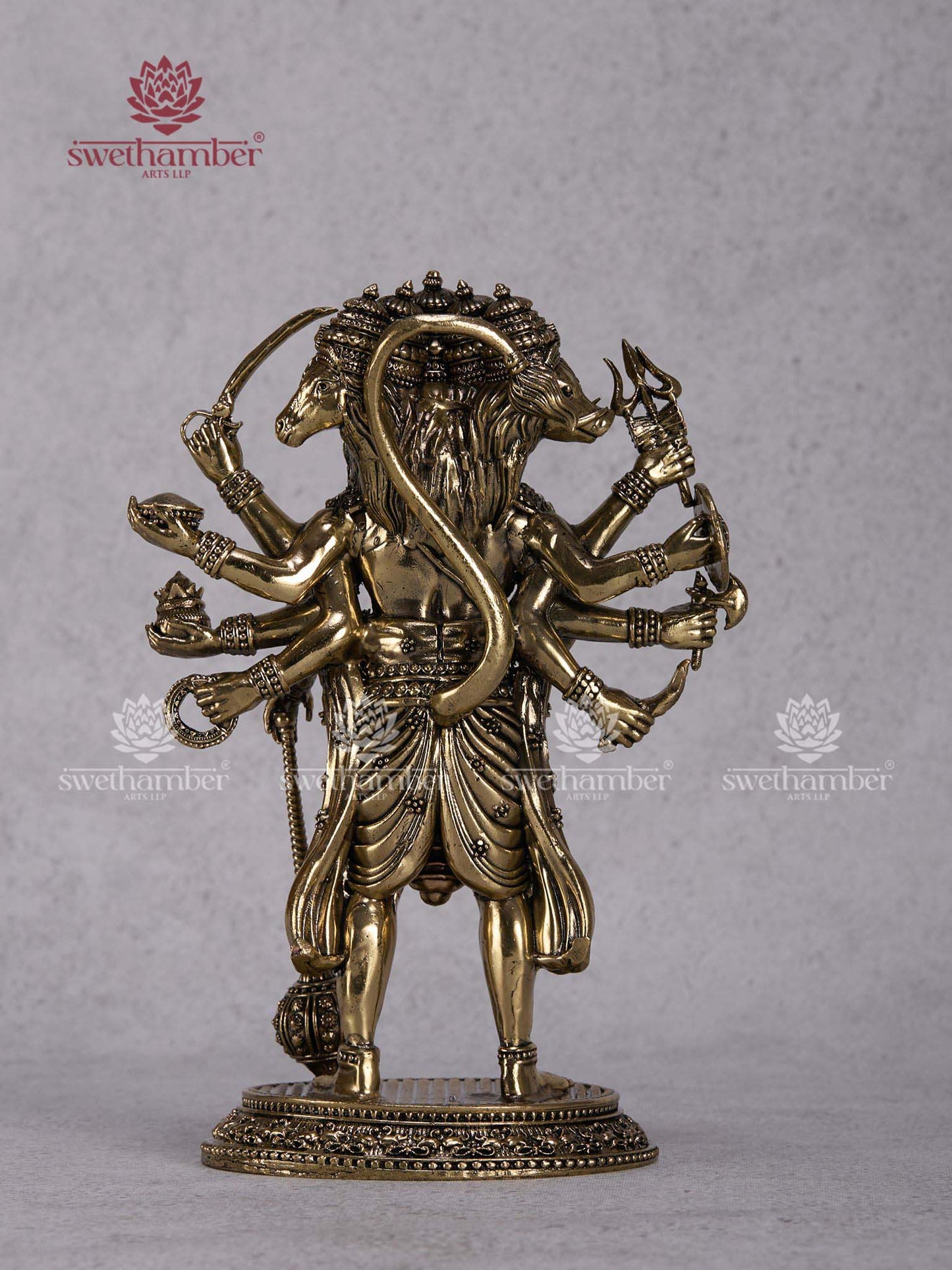 Panchmukhi Hanuman Brass Idol – Five-Faced Hanuman Statue for Protection & Vastu Blessings