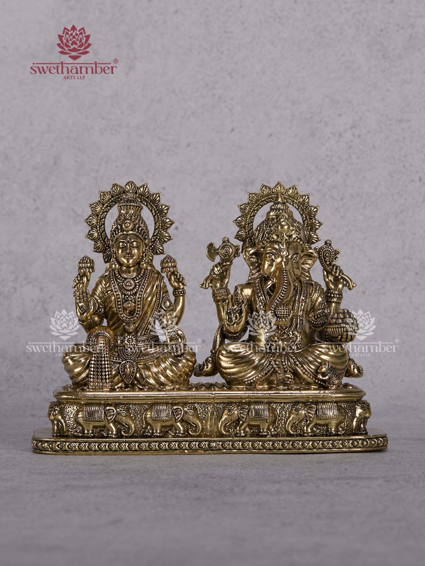Brass Ganesha Lakshmi Idol – Ganpati & Lakshmi Statue for Home & Pooja