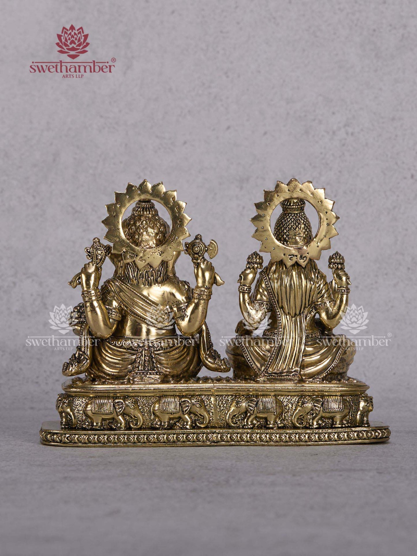Brass Ganesha Lakshmi Idol – Ganpati & Lakshmi Statue for Home & Pooja