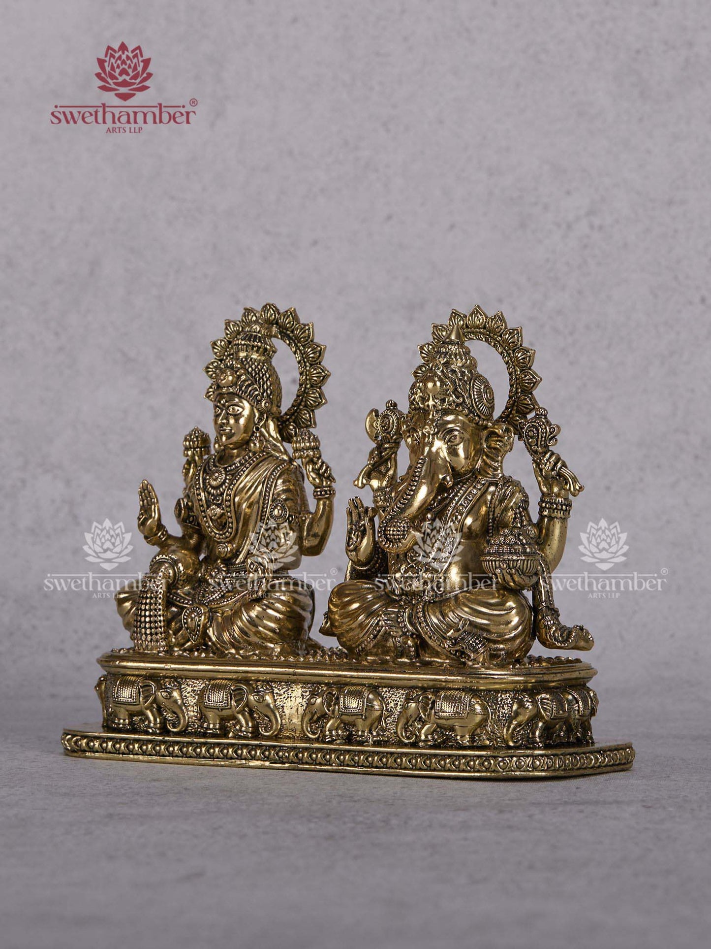 Brass Ganesha Lakshmi Idol – Ganpati & Lakshmi Statue for Home & Pooja