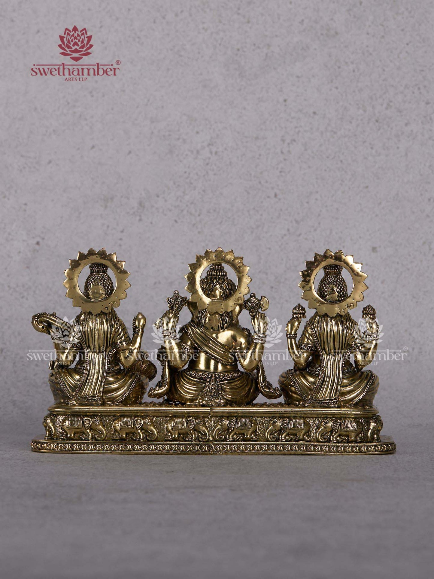 Brass Ganpati Laxmi Saraswati Statue – Lightweight Home Temple Idols