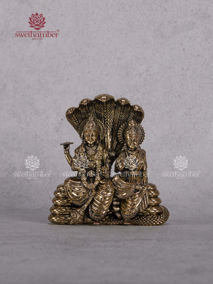Brass Vishnu Lakshmi Sitting on Nag – Lakshmi Narayana on Sheshnag Statue