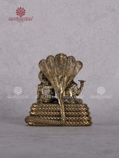 Brass Vishnu Lakshmi Sitting on Nag – Lakshmi Narayana on Sheshnag Statue