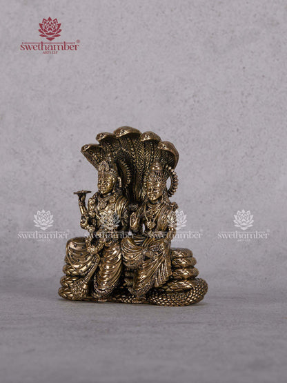 Brass Vishnu Lakshmi Sitting on Nag – Lakshmi Narayana on Sheshnag Statue