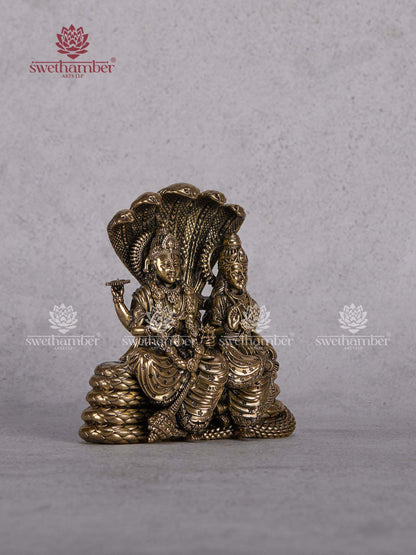 Brass Vishnu Lakshmi Sitting on Nag – Lakshmi Narayana on Sheshnag Statue