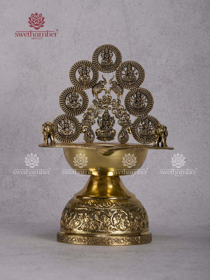 Ashtalakshmi Deepa – Brass 8 Lakshmi Diya Lamp for Pooja Room