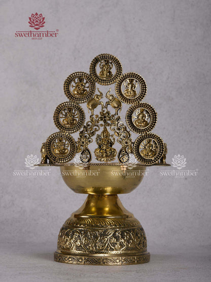 Ashtalakshmi Deepa – Brass 8 Lakshmi Diya Lamp for Pooja Room