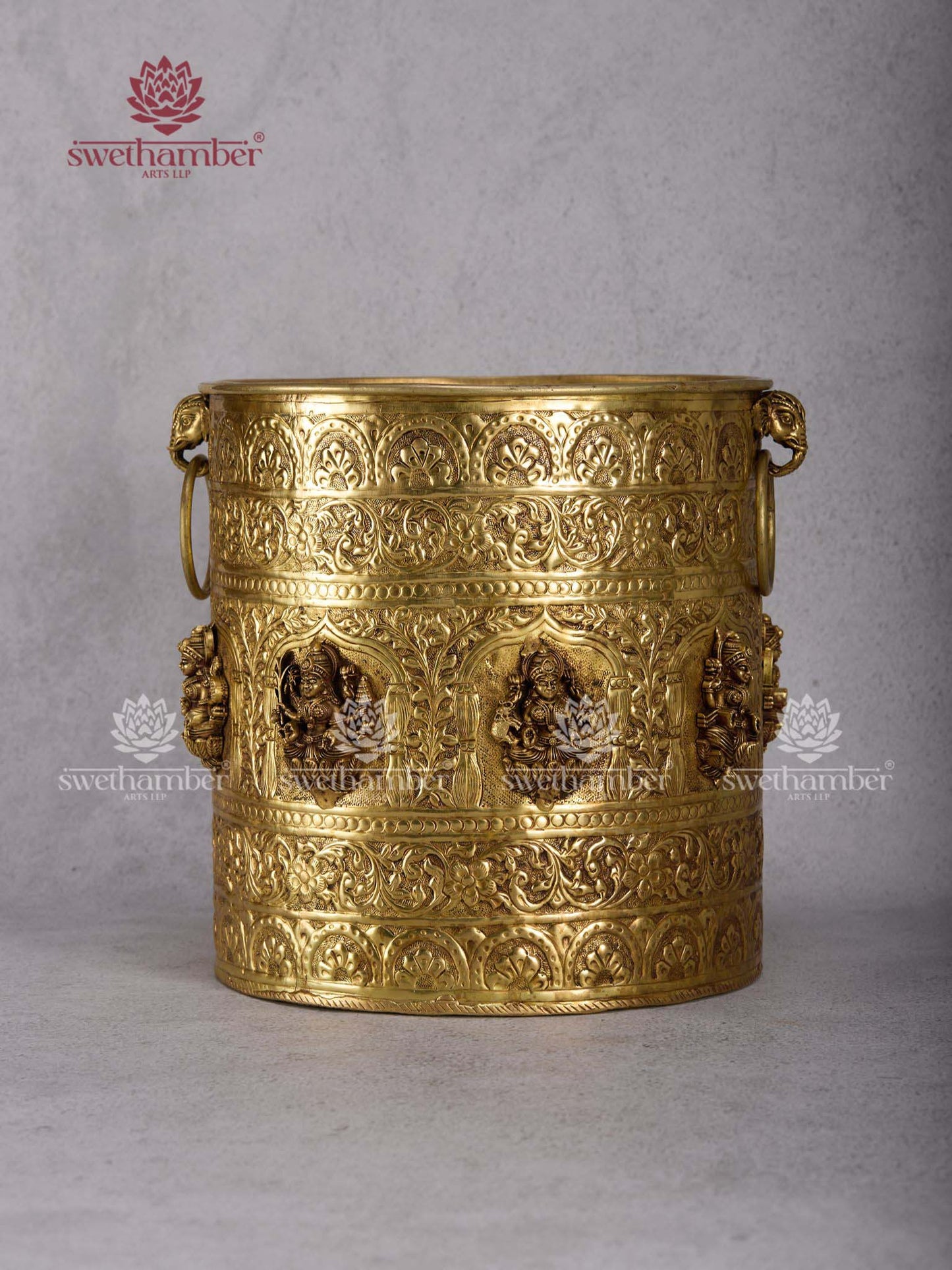Brass Ashtalakshmi Planter – Handcrafted Lakshmi Decorative Pot for Home Temple &  Decor