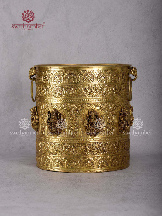 Brass Ashtalakshmi Planter – Handcrafted Lakshmi Decorative Pot for Home Temple &  Decor