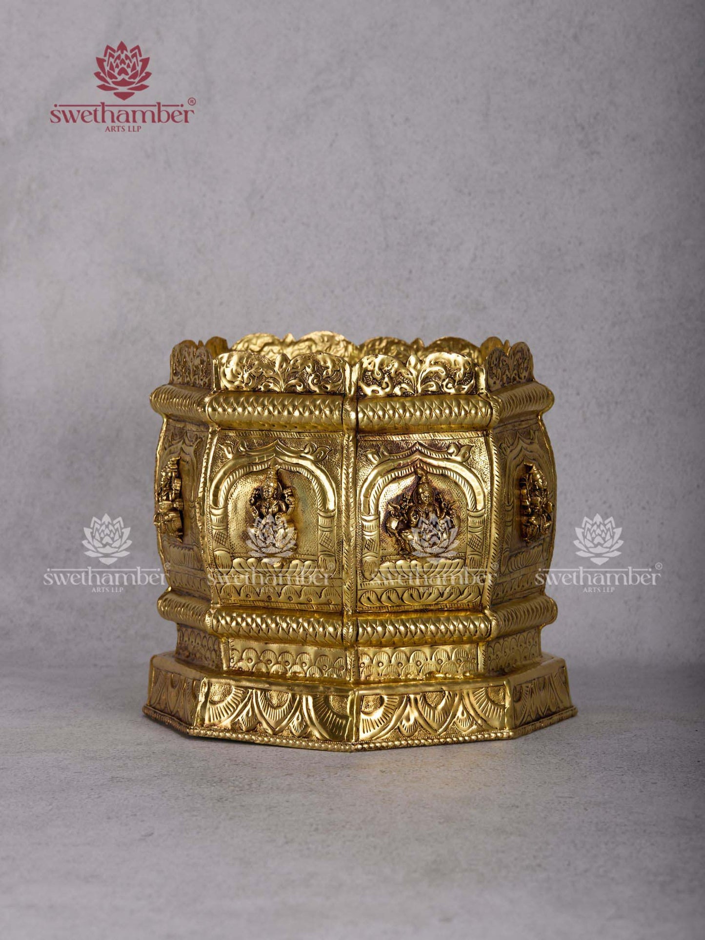 Brass Ashtalakshmi Planter Pot for Home Decor | Traditional Lakshmi Brass Decor