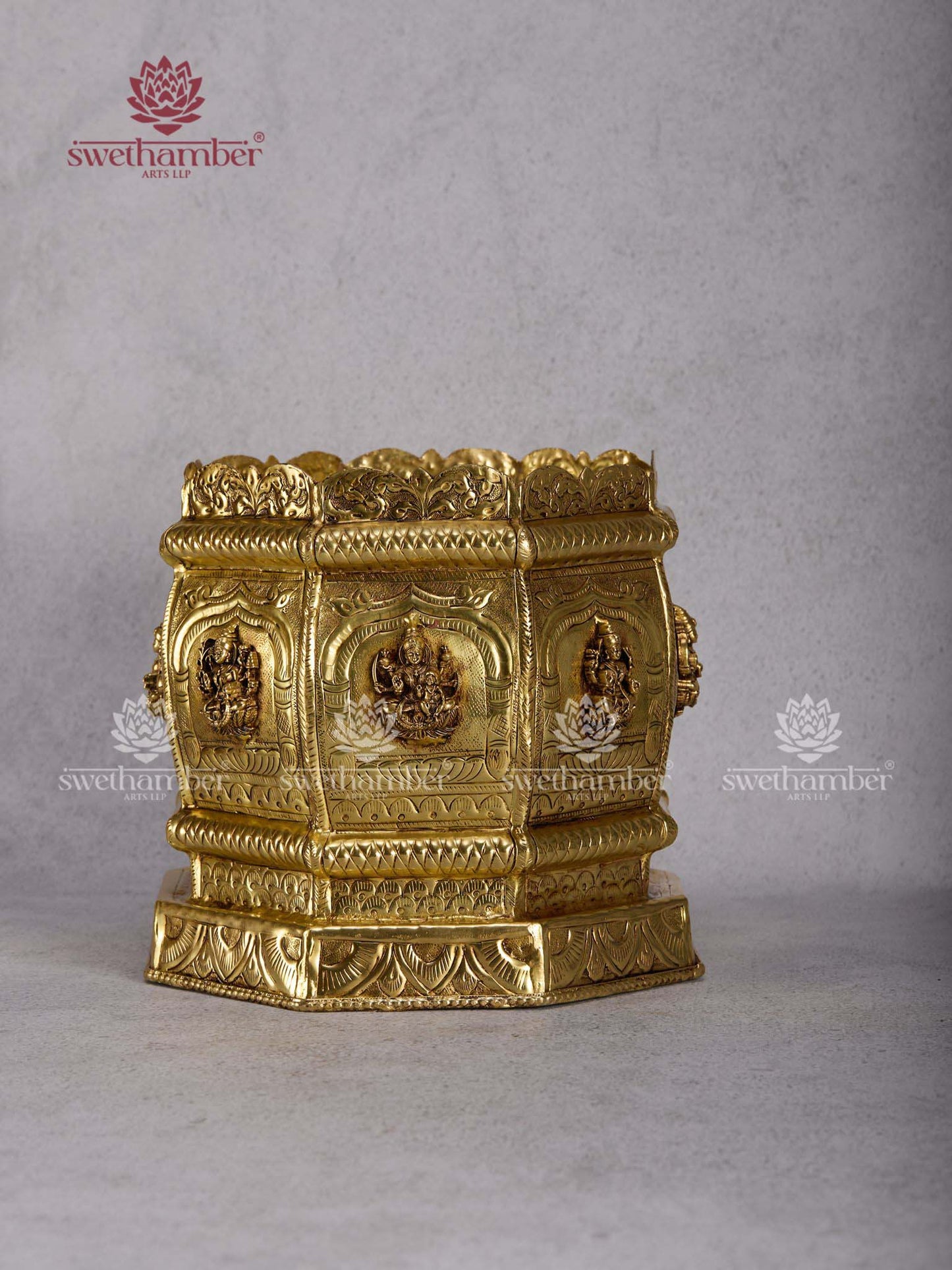 Brass Ashtalakshmi Planter Pot for Home Decor | Traditional Lakshmi Brass Decor