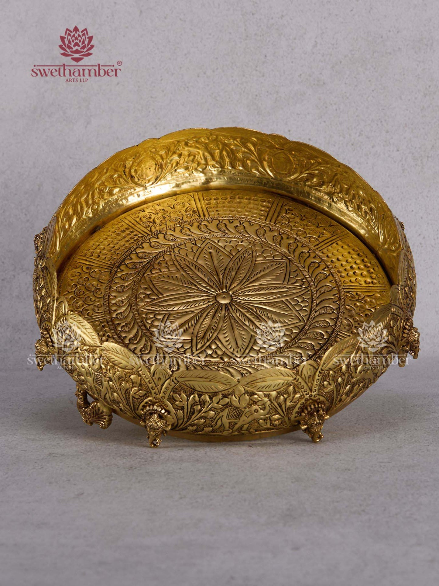 Designer Brass Urli with Ganesha Motif – Spiritual Home Decor