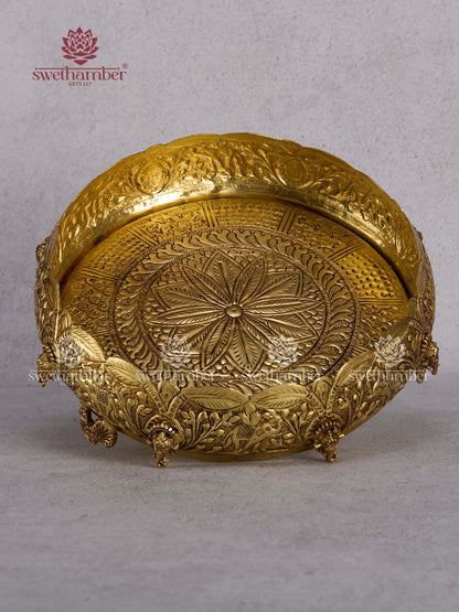 Designer Brass Urli with Ganesha Motif – Spiritual Home Decor