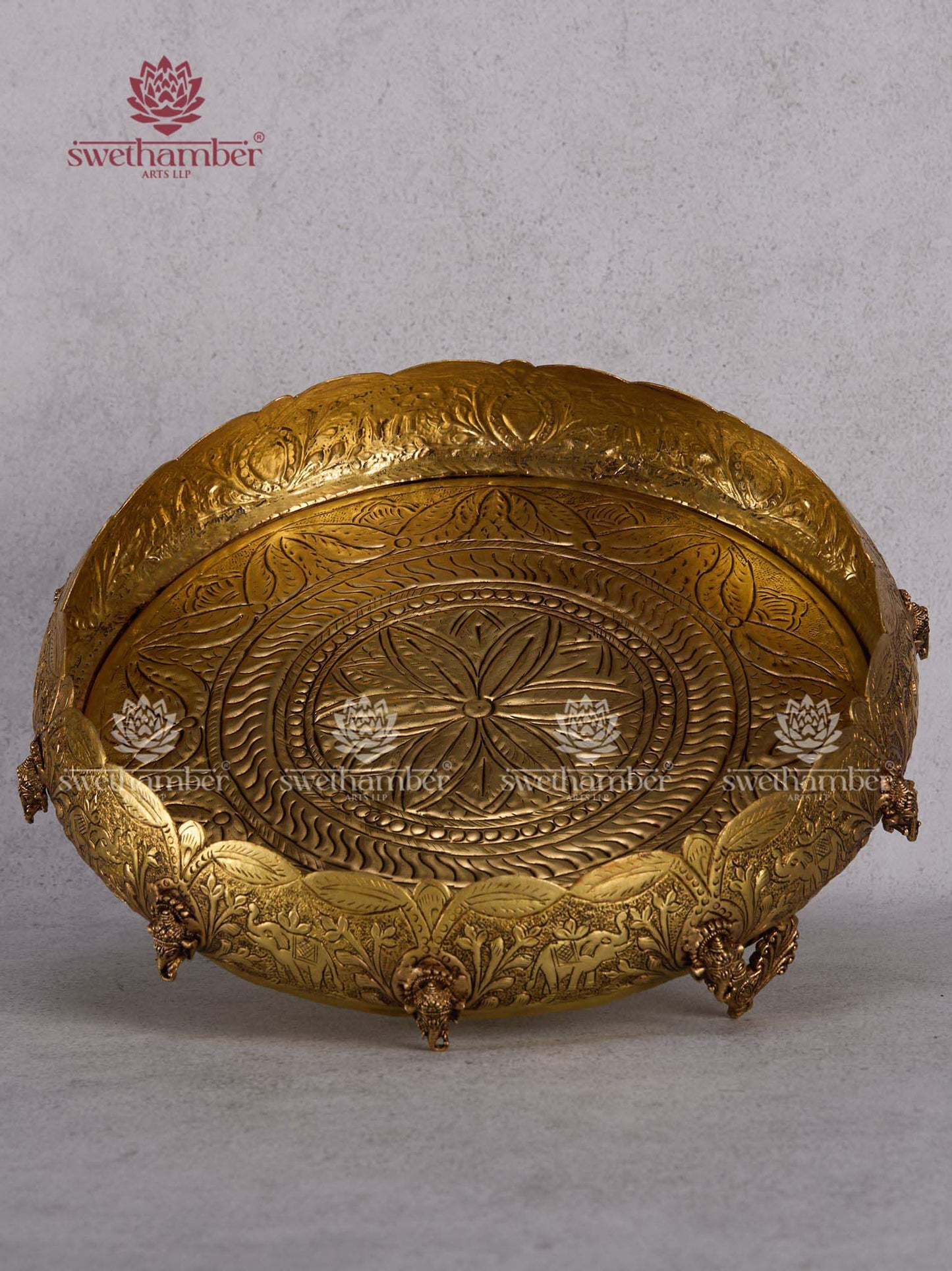 Designer Brass Urli with Ganesha Motif – Spiritual Home Decor