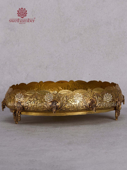 Designer Brass Urli with Ganesha Motif – Spiritual Home Decor