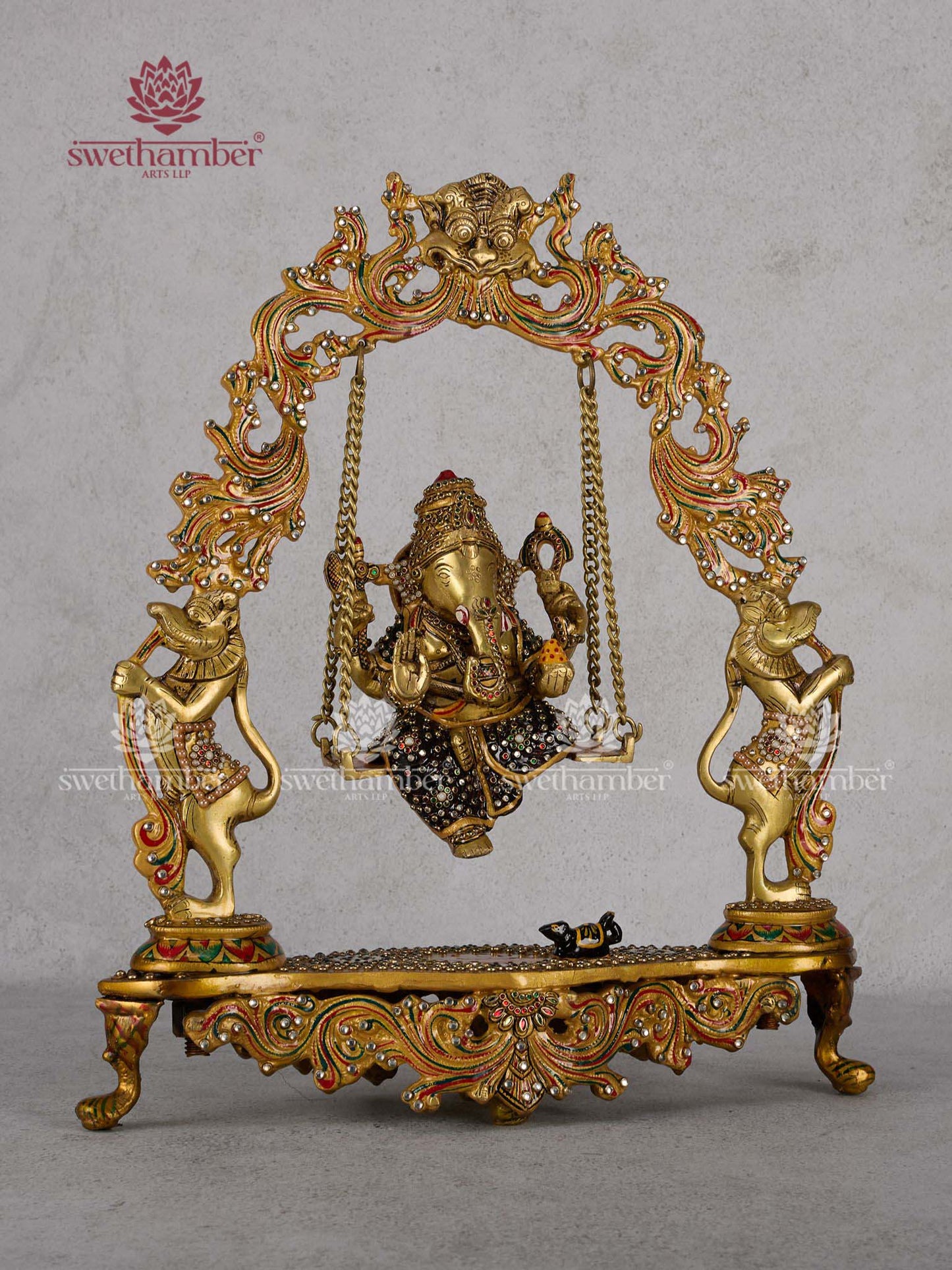 Brass Ganesha on Jhula – Ganpati Swing Idol for Home & Pooja Decor