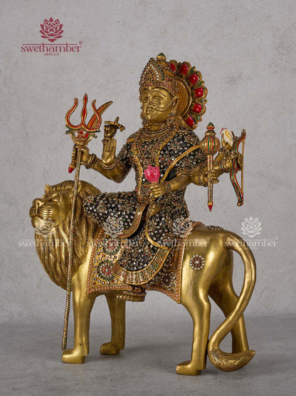 Brass Goddess Durga Idol – Maa Durga Murti for Home Temple & Navratri Decor