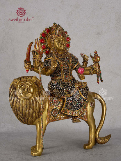 Brass Goddess Durga Idol – Maa Durga Murti for Home Temple & Navratri Decor