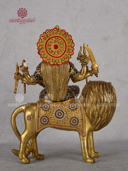 Brass Goddess Durga Idol – Maa Durga Murti for Home Temple & Navratri Decor