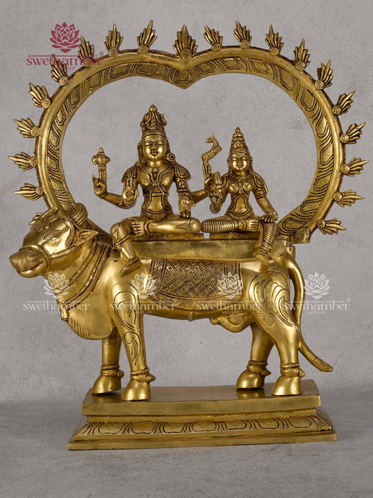 Mahadev Parvati on Nandi Murti – Auspicious Home Temple Décor