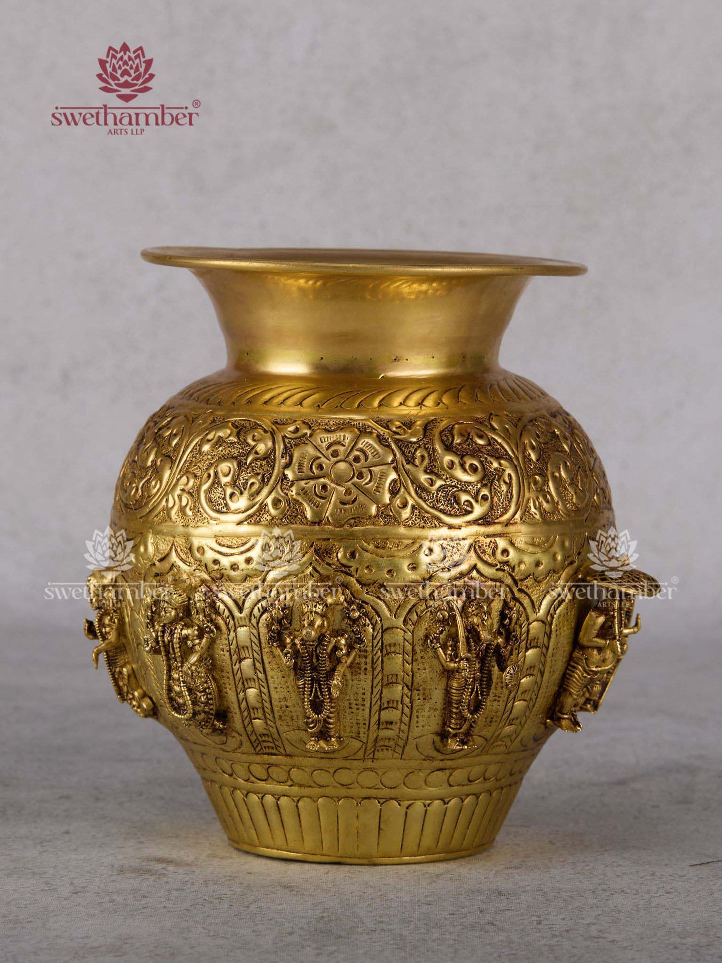 Brass Dasavatar Kalash – Pure Brass Vishnu Dasavatara Pooja Kalash for Home & Temple