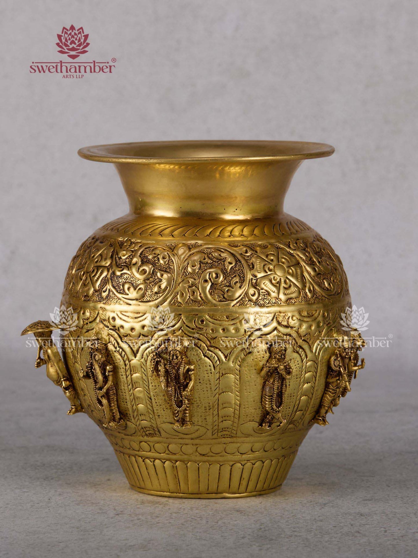 Brass Dasavatar Kalash – Pure Brass Vishnu Dasavatara Pooja Kalash for Home & Temple
