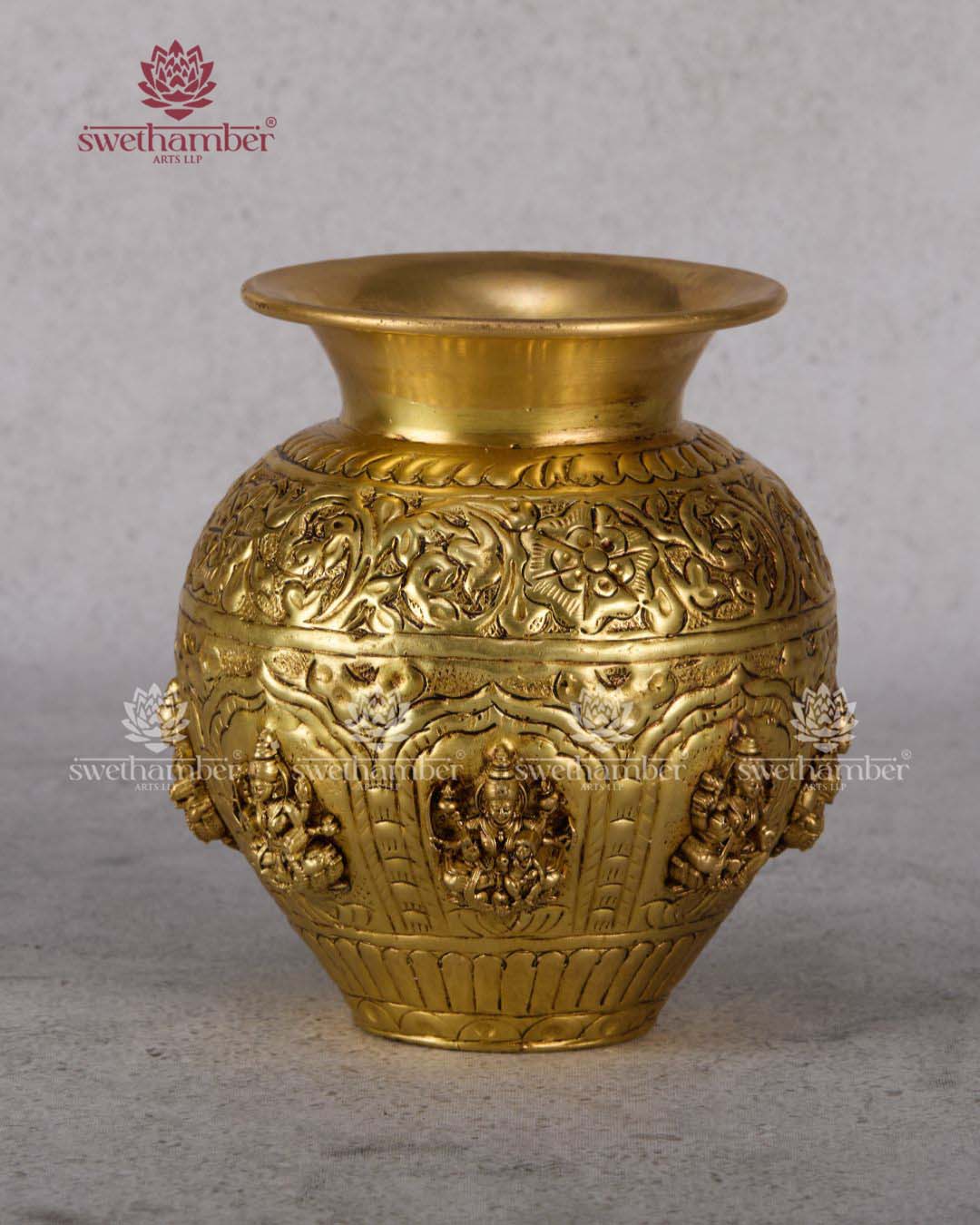 Traditional Ashtalakshmi Kalash 7" in Pure Brass – Auspicious Pooja Item