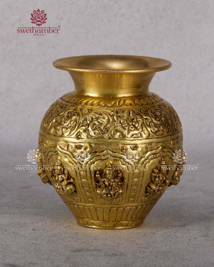 Traditional Ashtalakshmi Kalash 7" in Pure Brass – Auspicious Pooja Item