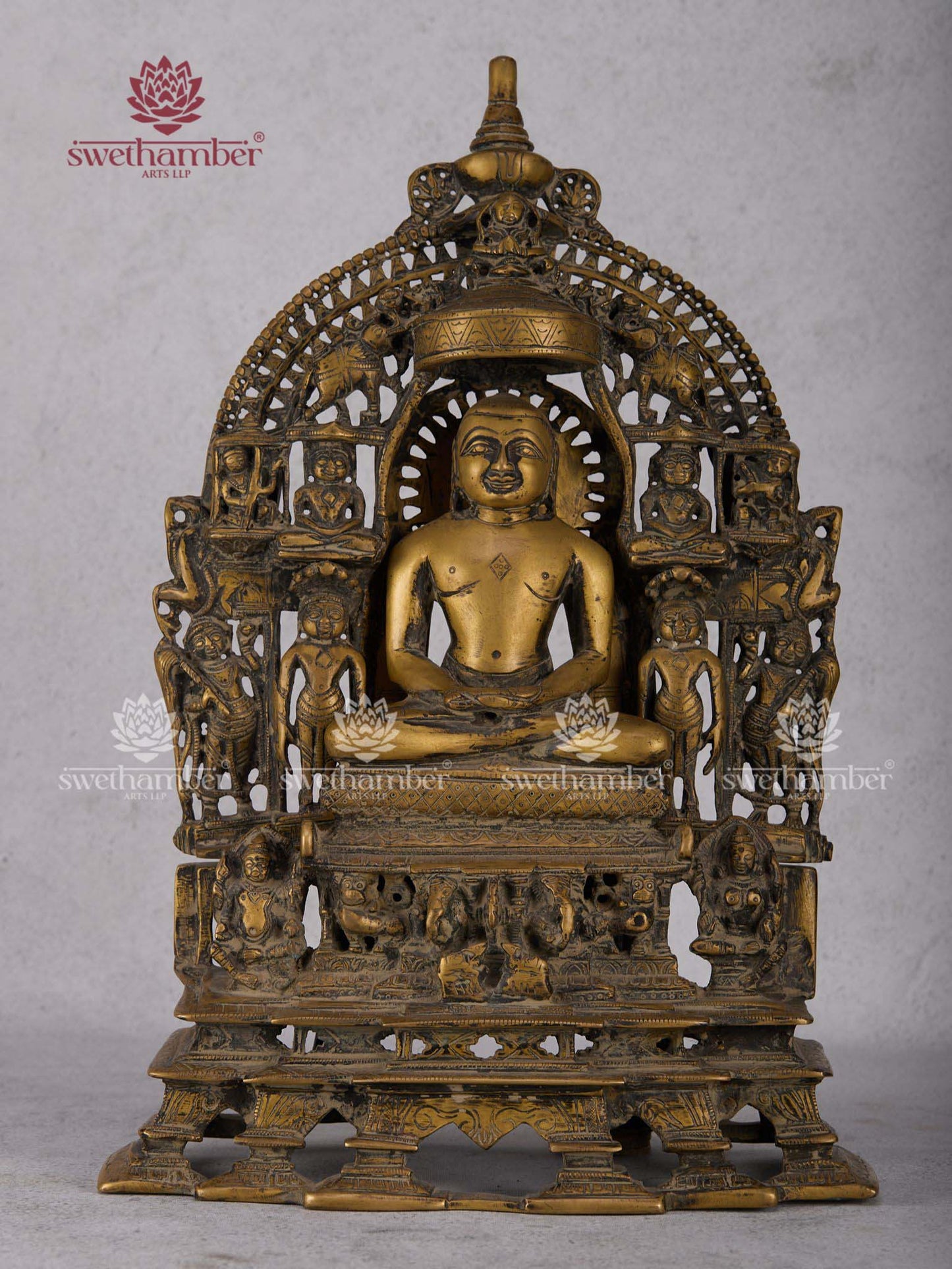 Brass Mahavir Jain Idol – Lord Mahavira Statue for Pooja Room, Meditation & Spiritual Home Décor