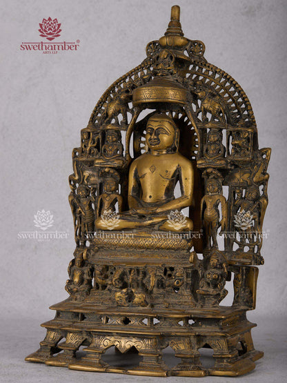 Brass Mahavir Jain Idol – Lord Mahavira Statue for Pooja Room, Meditation & Spiritual Home Décor