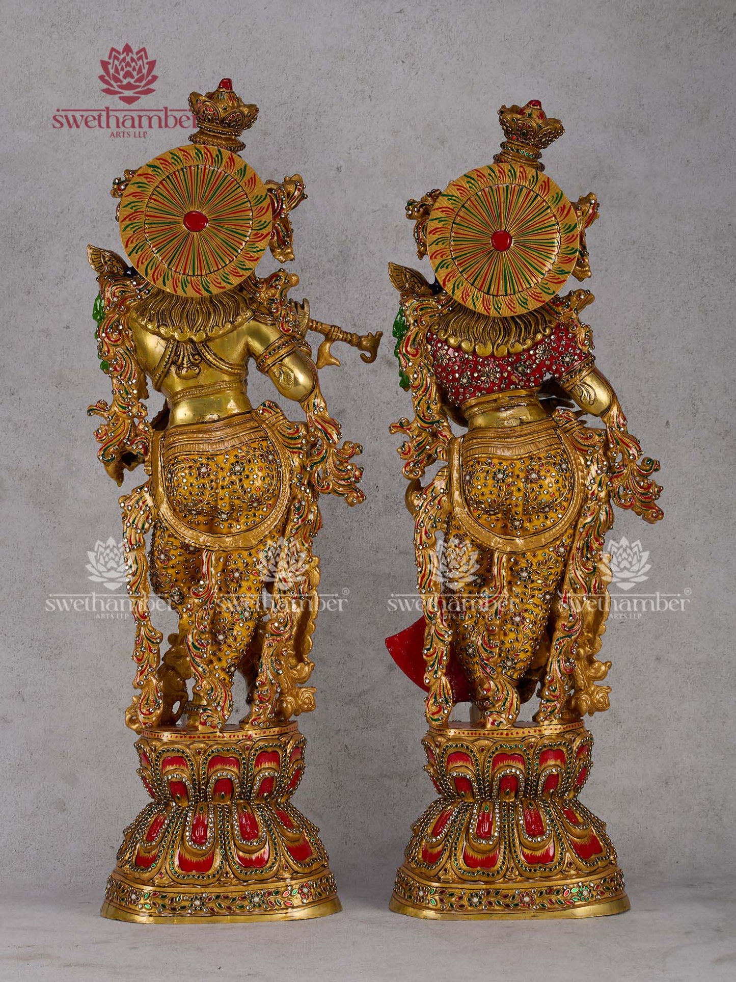 Standing Radha Krishna Brass Statue – Handcrafted Divine Couple Murti for Temple & Living Room