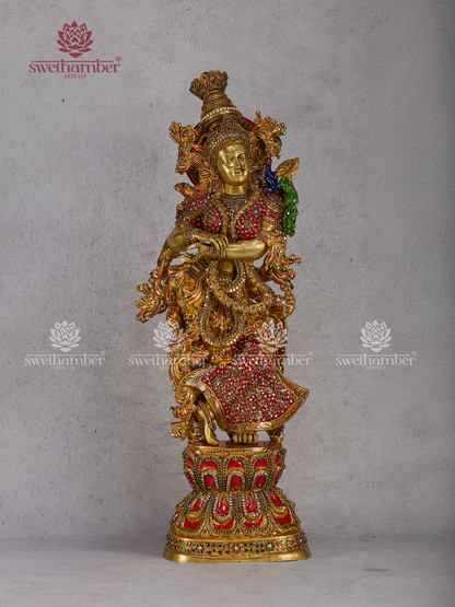 Goddess Radha Brass Idol – Divine Murti for Home Temple & Spiritual Décor