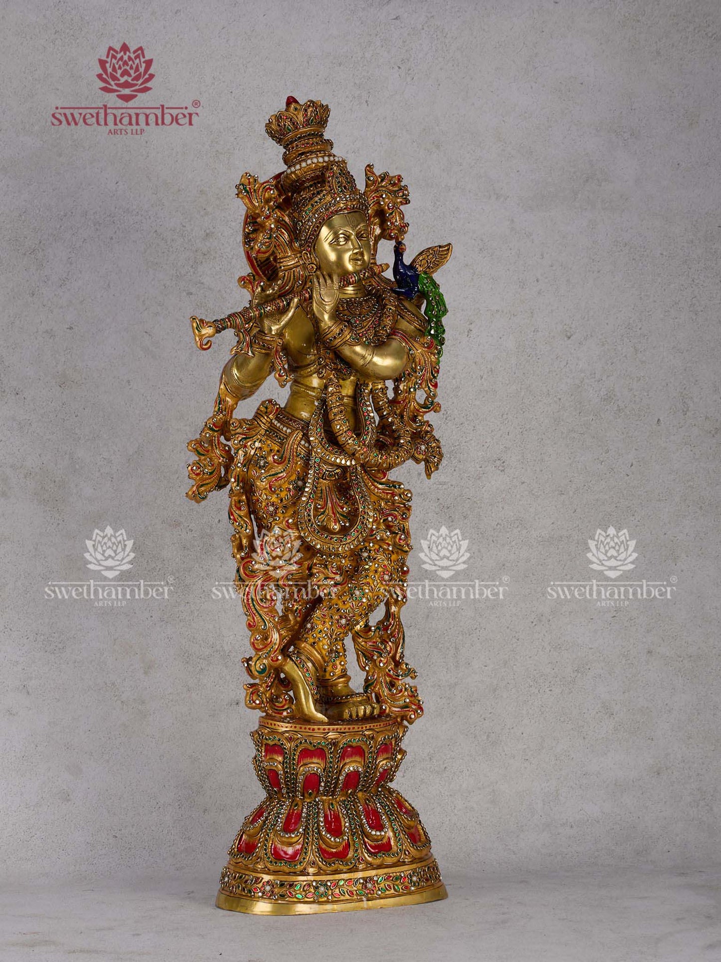 Lord Krishna Brass Idol – Divine Murti for Home Temple & Spiritual Décor