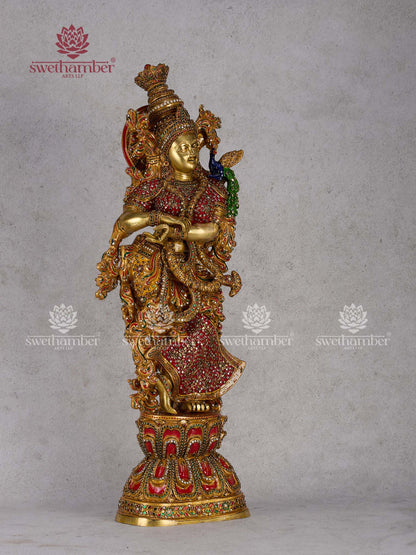 Goddess Radha Brass Idol – Divine Murti for Home Temple & Spiritual Décor