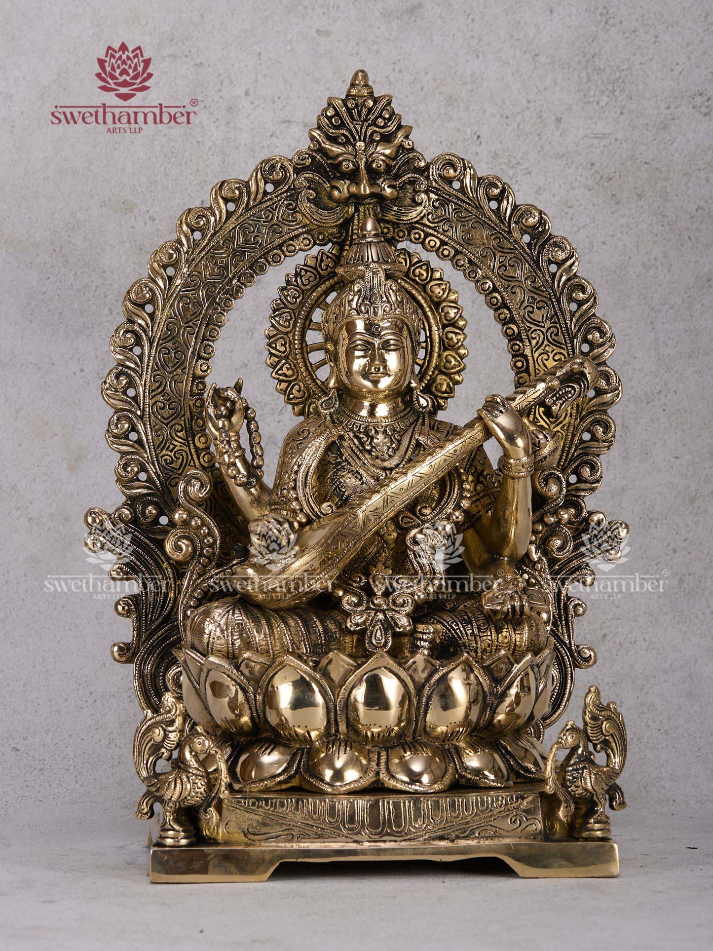 Saraswathi Brass Murti for Pooja Room & Vastu Decor