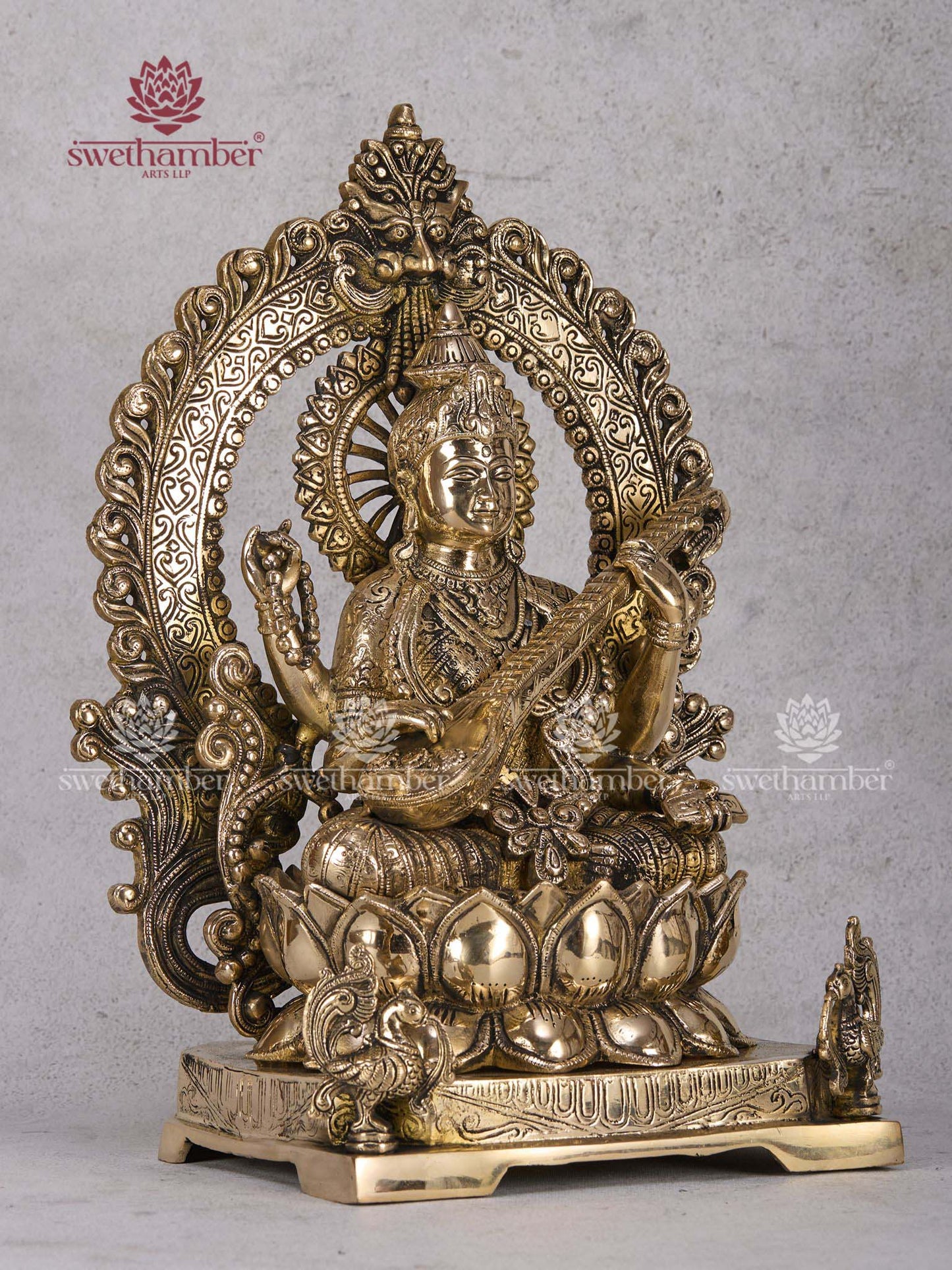 Saraswathi Brass Murti for Pooja Room & Vastu Decor