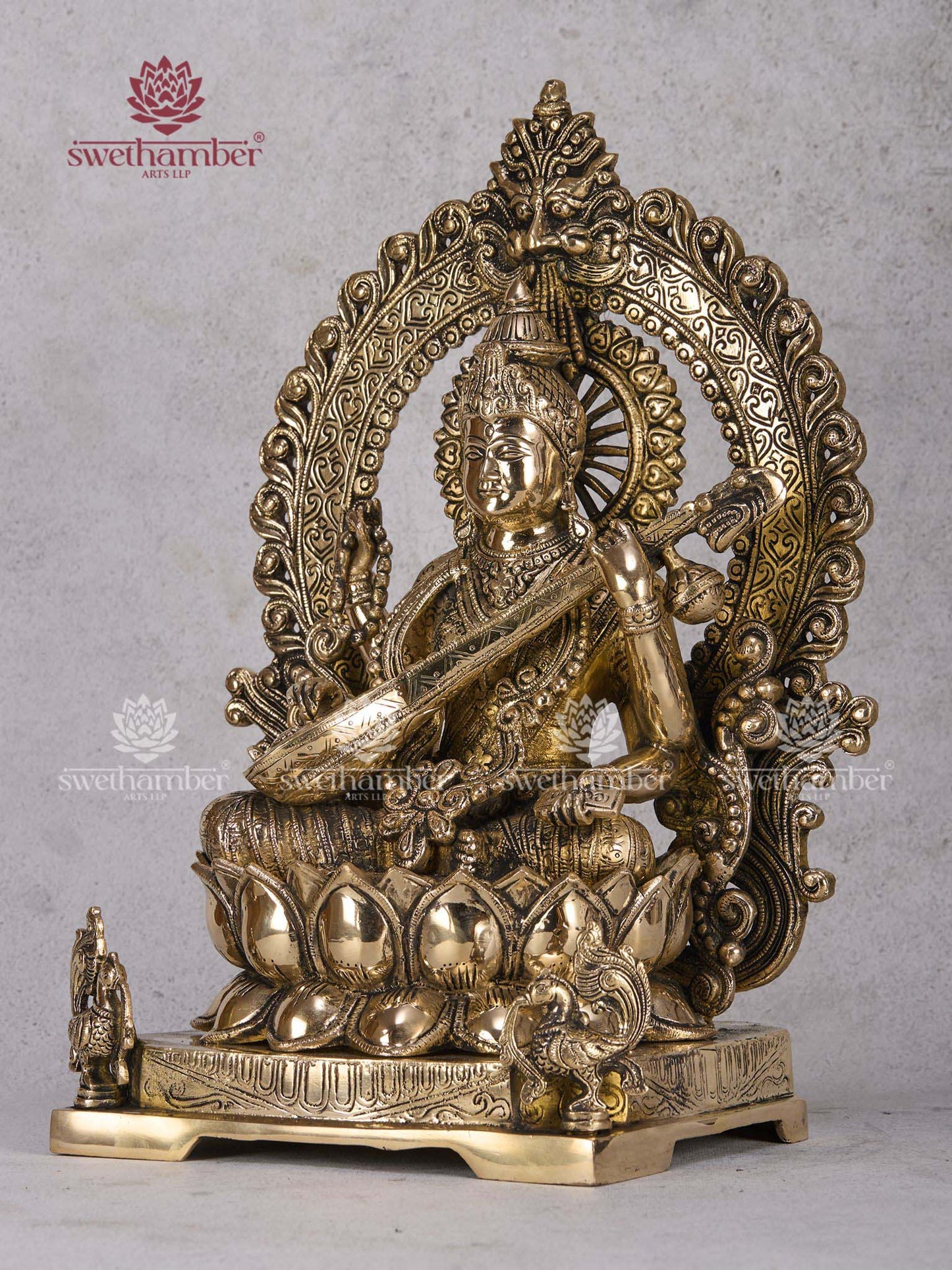 Saraswathi Brass Murti for Pooja Room & Vastu Decor