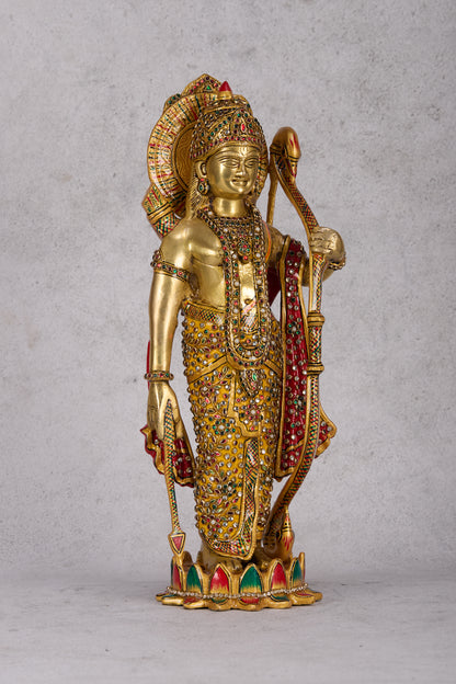 Ram Darbar Brass Idol – Lord Rama, Sita, Lakshman & Hanuman Statue for Home Temple