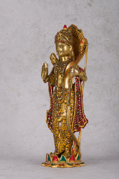 Ram Darbar Brass Idol – Lord Rama, Sita, Lakshman & Hanuman Statue for Home Temple