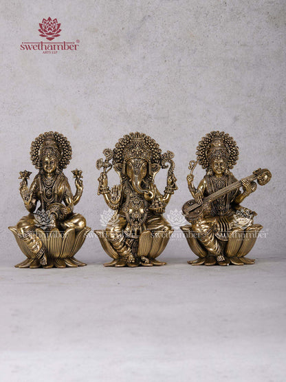 Divine Ganesh Laxmi Saraswati Pooja Set – Auspicious Gift Item