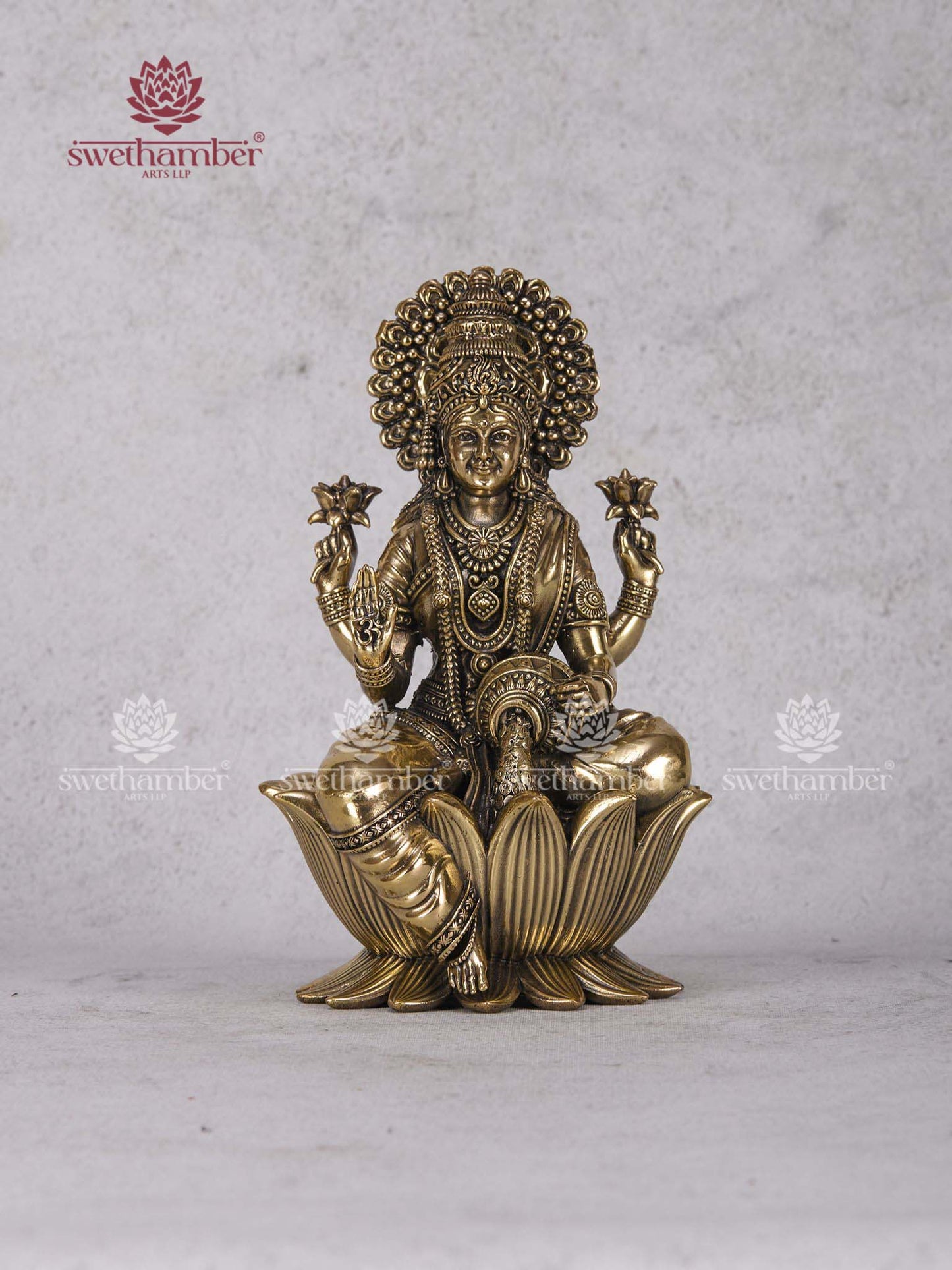 Lotus Seated Lakshmi Mata Statue – Premium Brass Goddess of Wealth Idol