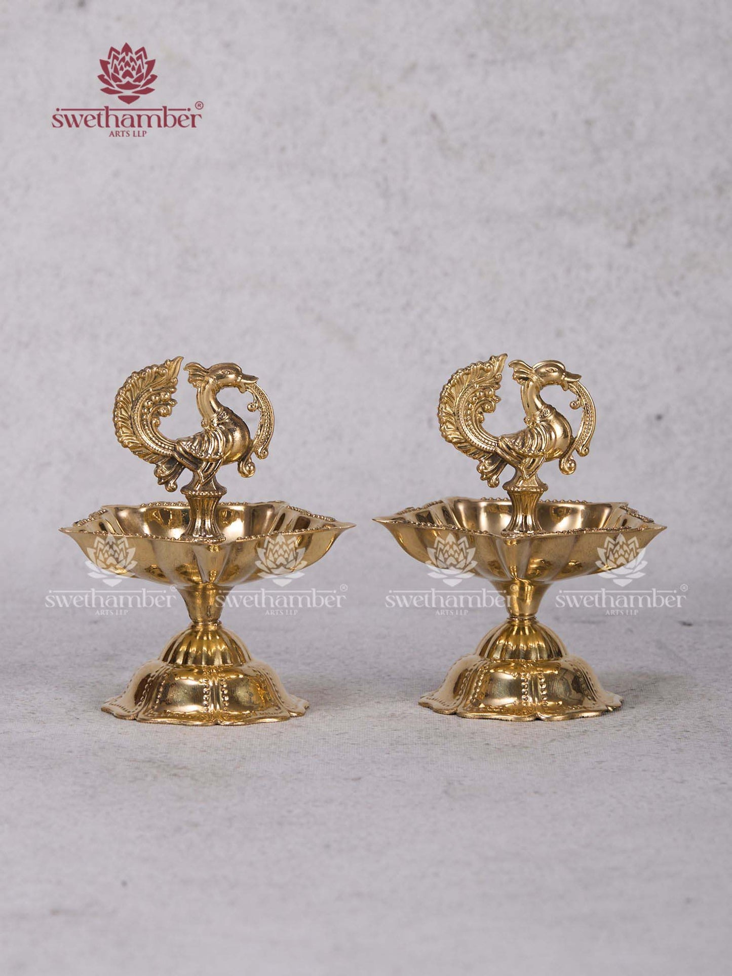 Small Peacock Deepa Set – Brass Mayur Diya for Pooja Room & Gifting