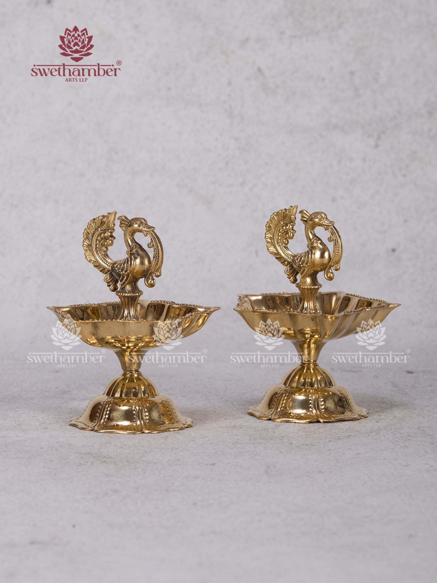 Small Peacock Deepa Set – Brass Mayur Diya for Pooja Room & Gifting