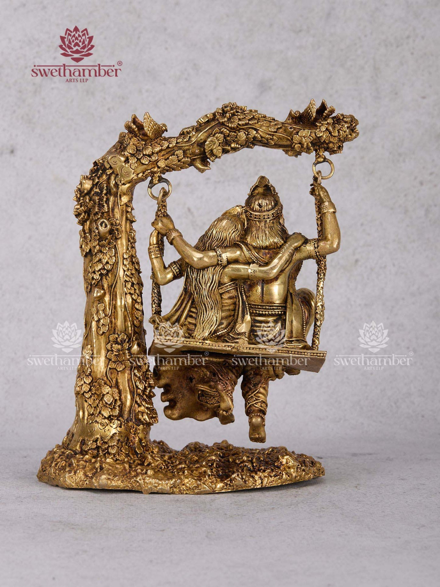 Radha Krishna on Jhula Brass Idol – Swing Statue of Divine Couple
