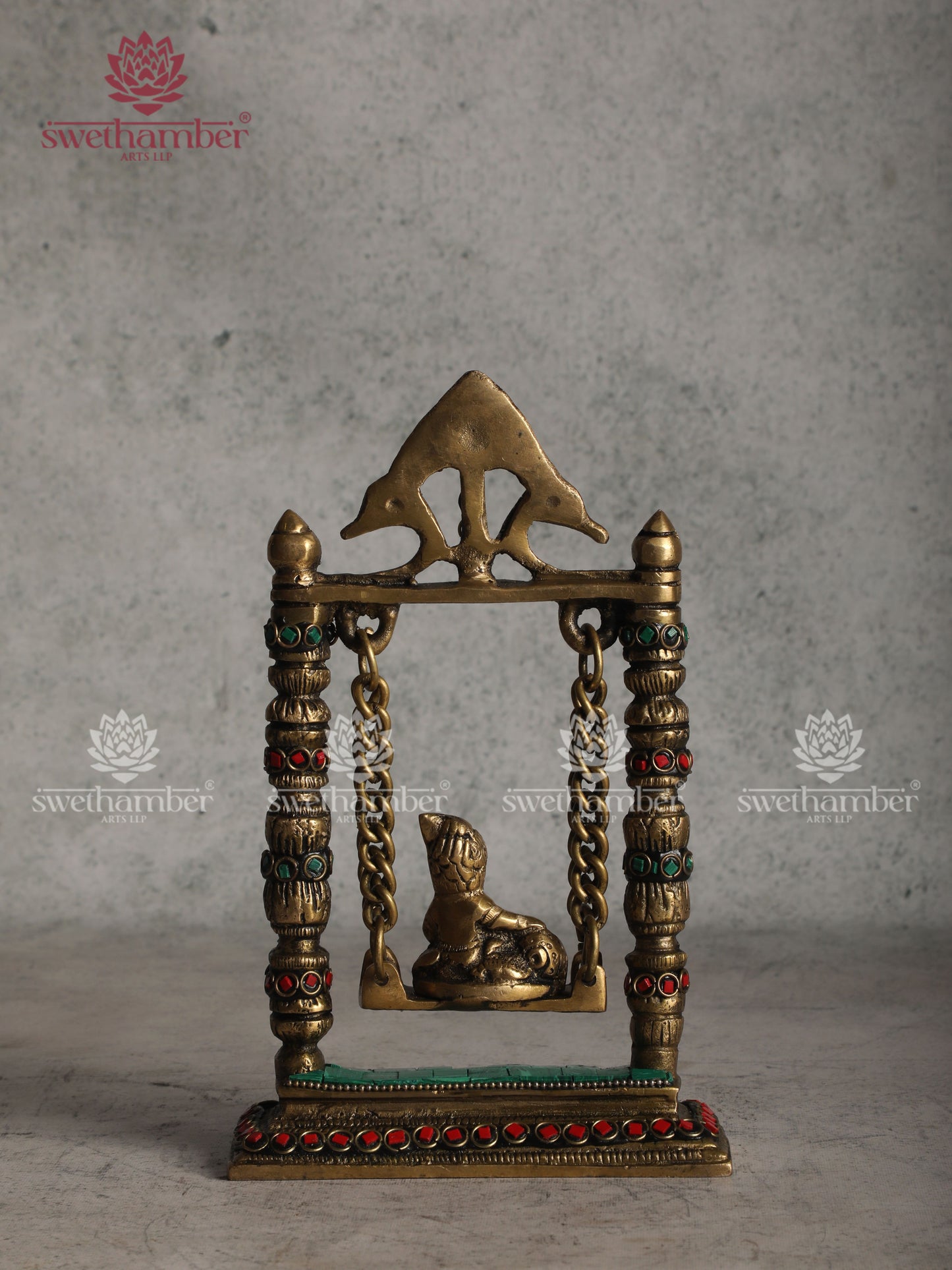 Butter Krishna on Jhula – Handcrafted Brass Statue