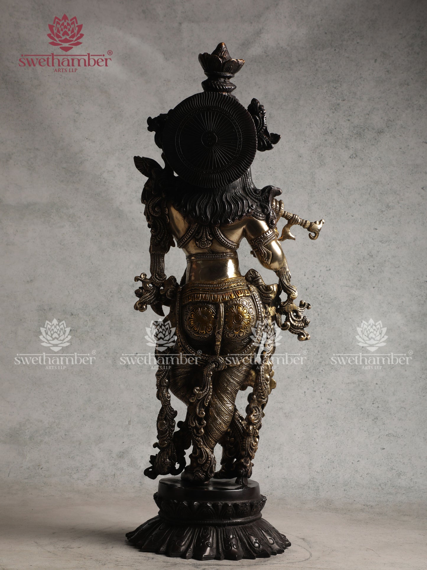 Lord Krishna on Lotus – Handcrafted Brass Statue