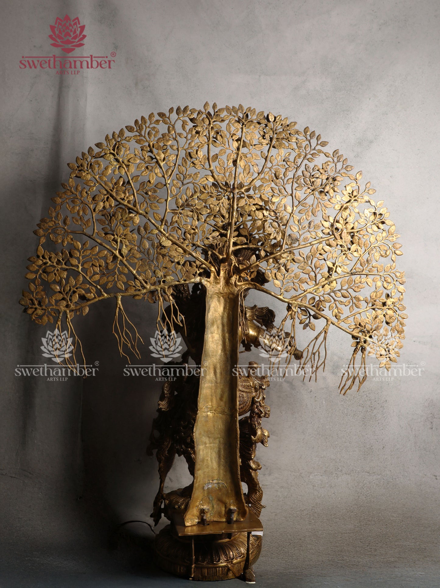 Large Lord Krishna Playing Flute under Tree